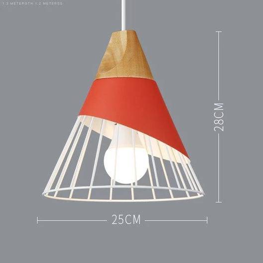 Suspension Nordic en Métal Coloré et Bois