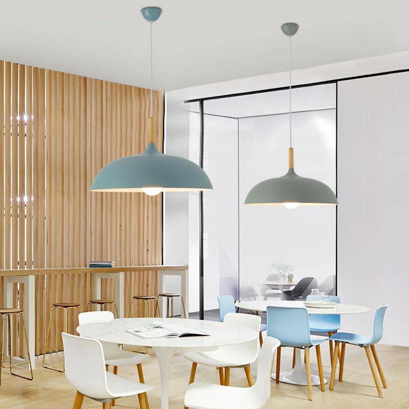 Suspension Pastel en Aluminium et Bois - Wood