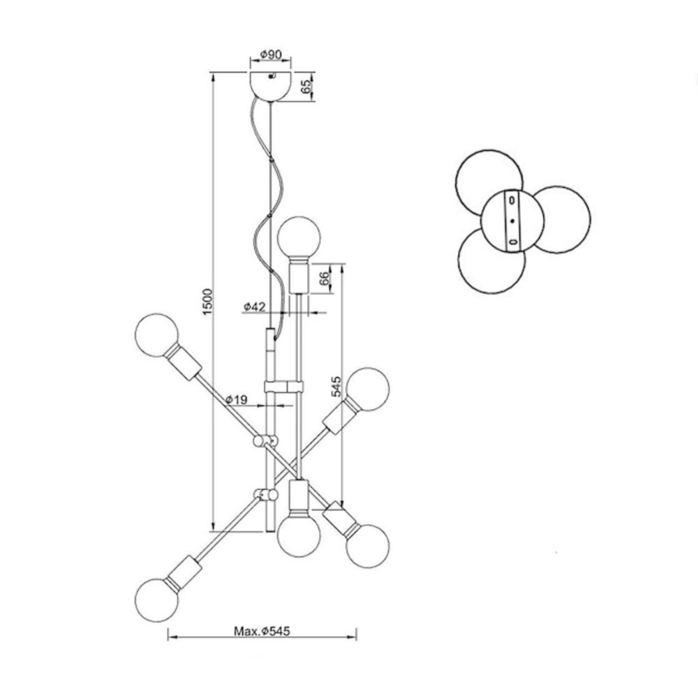 Suspension industrielle avec ampoules