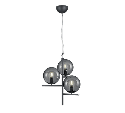 Suspension lampe globes en verre noir fumé
