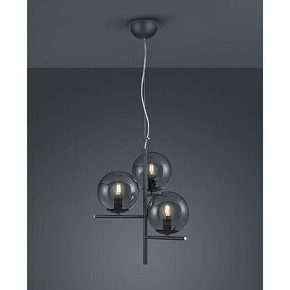 Suspension lampe globes en verre noir fumé