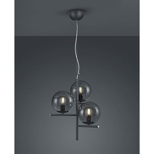 Suspension lampe globes en verre noir fumé