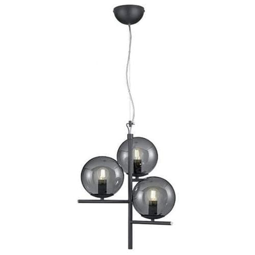 Suspension lampe globes en verre noir fumé