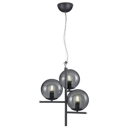Suspension lampe globes en verre noir fumé