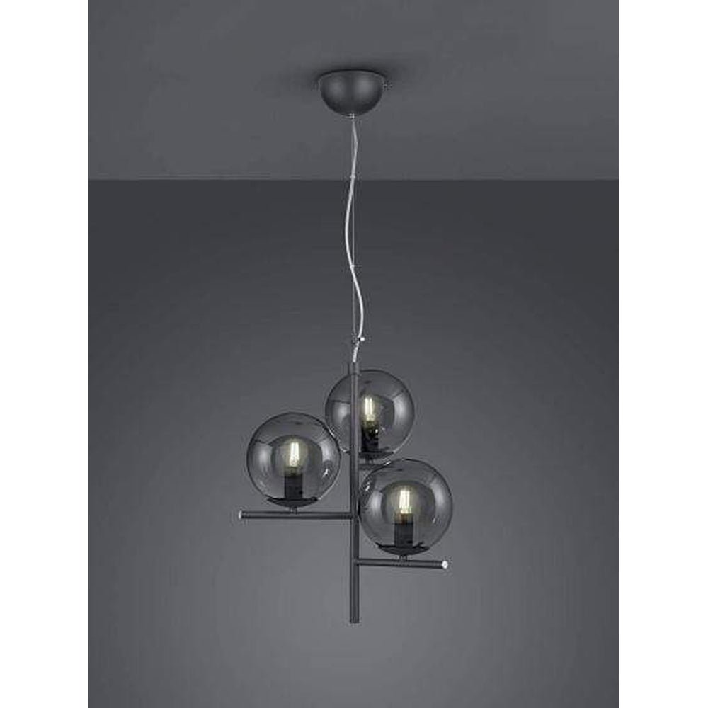 Suspension lampe globes en verre noir fumé