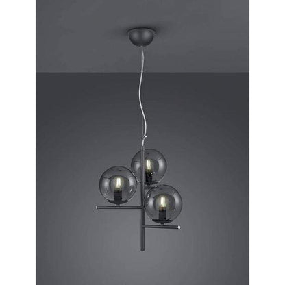 Suspension lampe globes en verre noir fumé