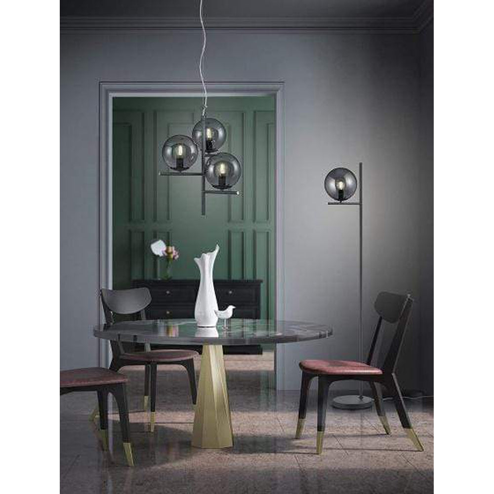 Suspension lampe globes en verre noir fumé