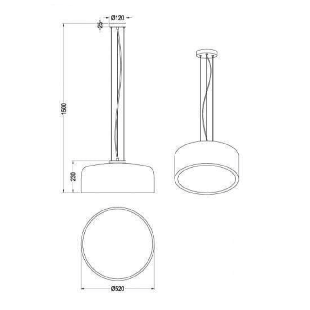Suspension ronde pour cuisine en métal blanc