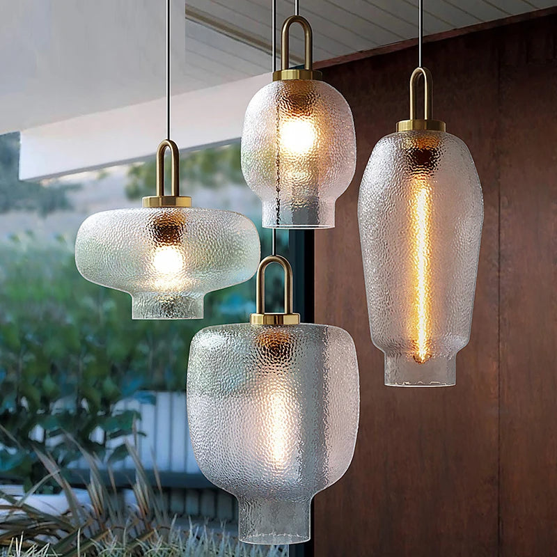 Suspension Moderne Verre Givré - Elara 1