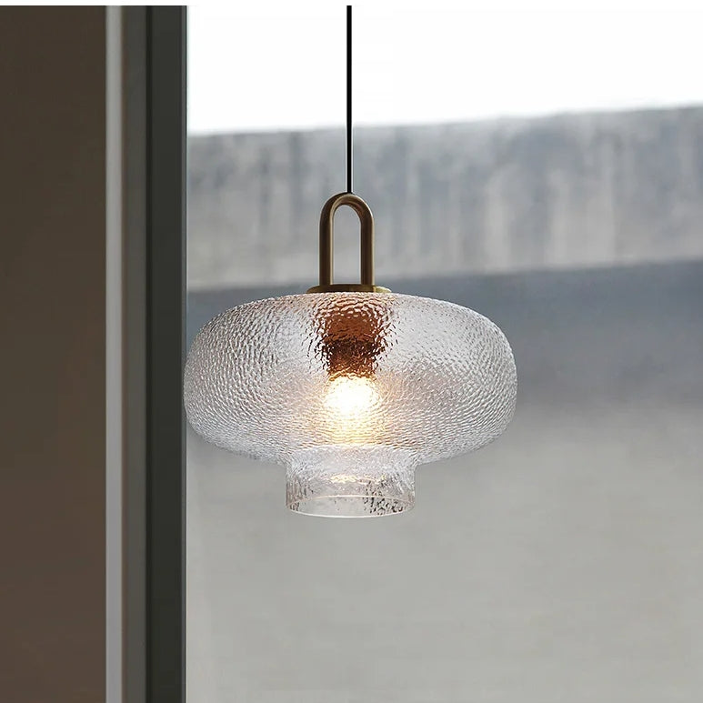 Suspension Moderne Verre Givré - Elara 11