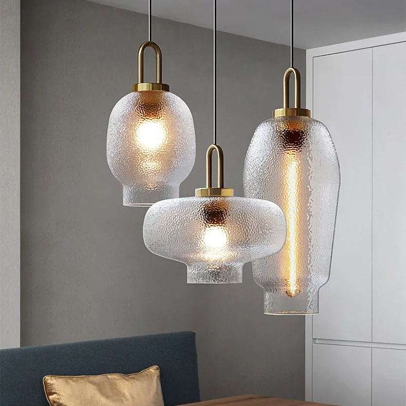 Suspension Moderne Verre Givré - Elara 2