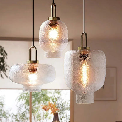 Suspension Moderne Verre Givré - Elara 4
