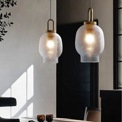 Suspension Moderne Verre Givré - Elara 7