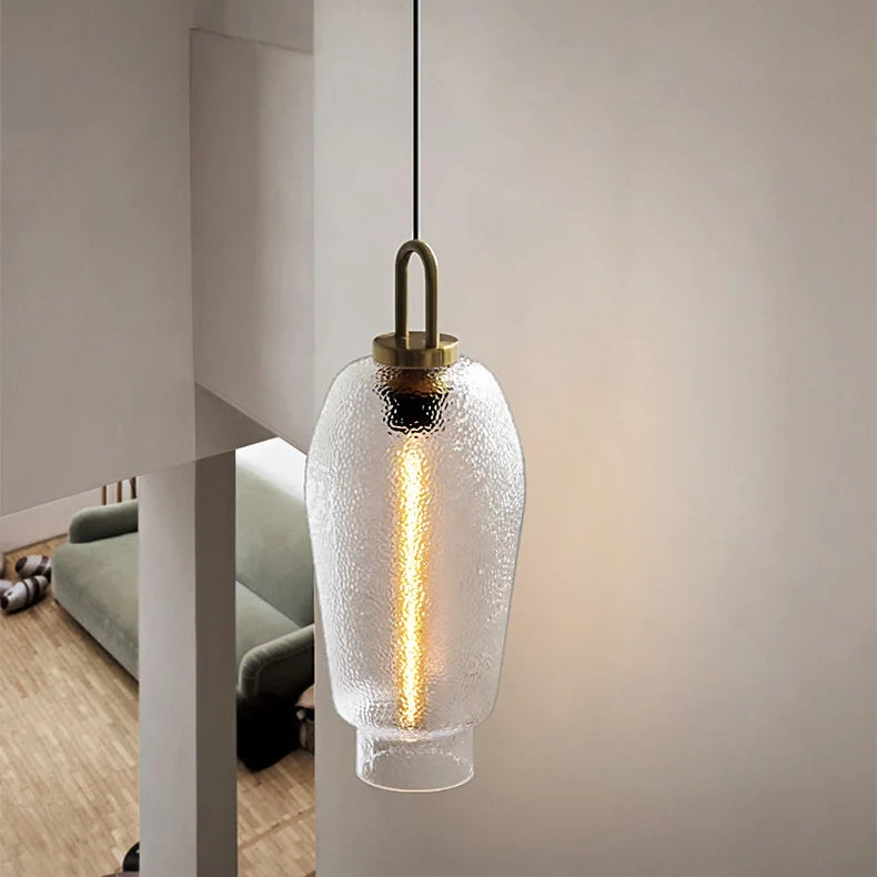Suspension Moderne Verre Givré - Elara 9