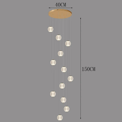Suspensions design pour escalier de globes en verre