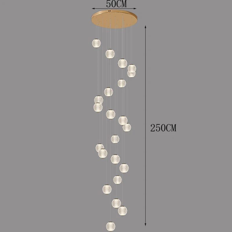Suspensions design pour escalier de globes en verre