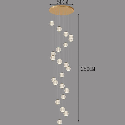 Suspensions design pour escalier de globes en verre