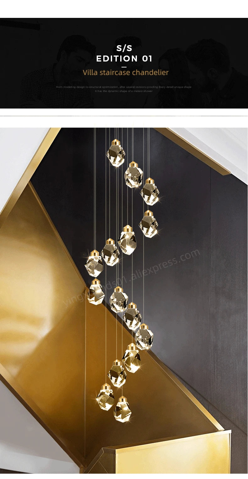 Suspensions multiples pour escalier en goutte de verre