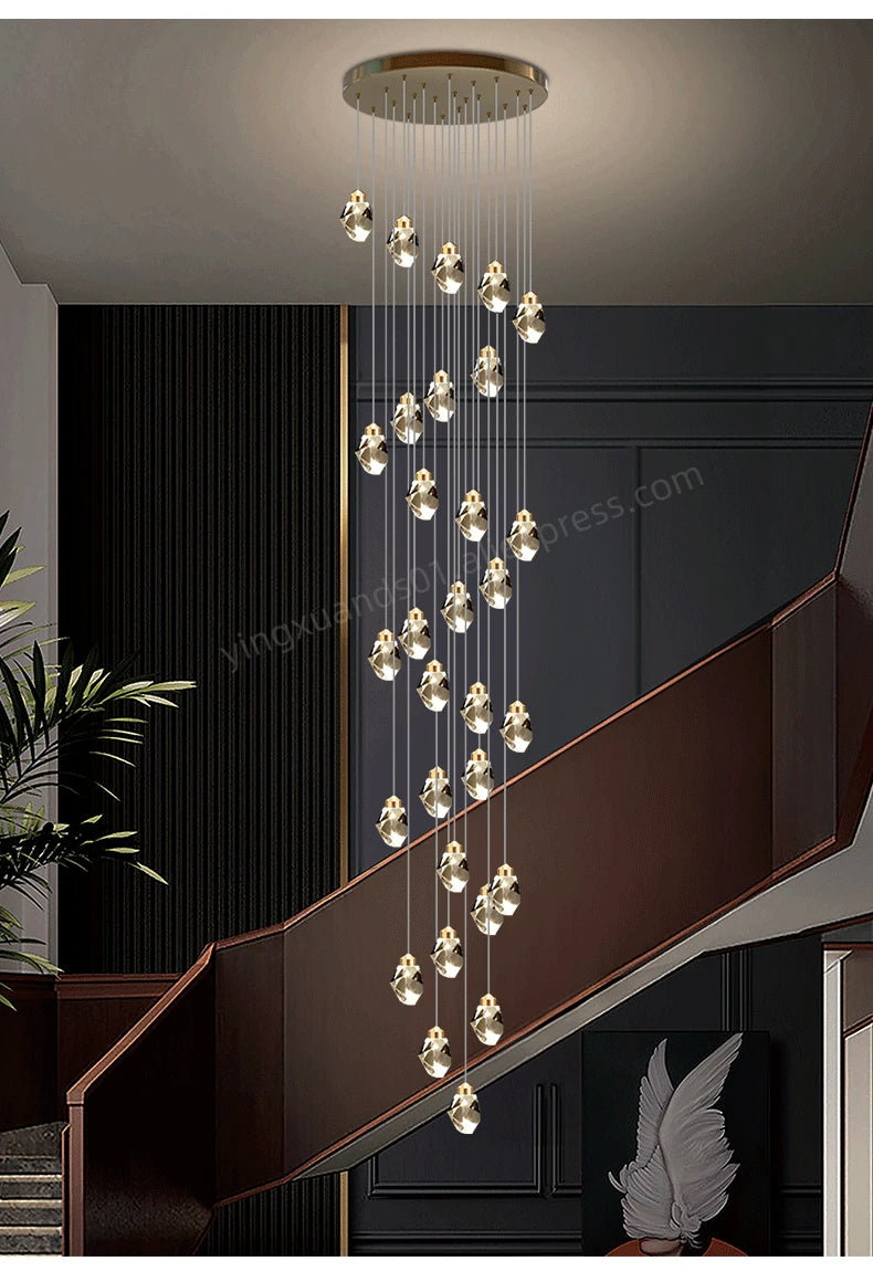 Suspensions multiples pour escalier en goutte de verre