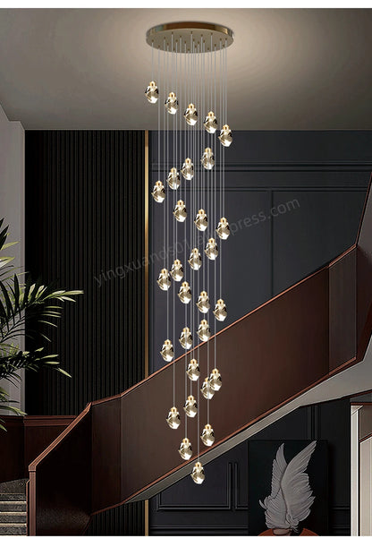 Suspensions multiples pour escalier en goutte de verre