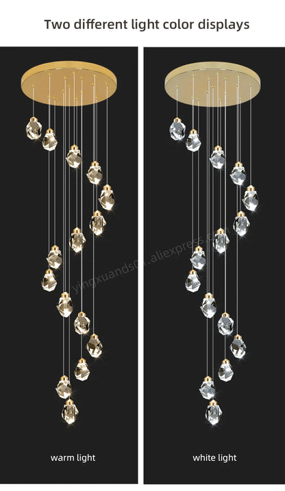 Suspensions multiples pour escalier en goutte de verre