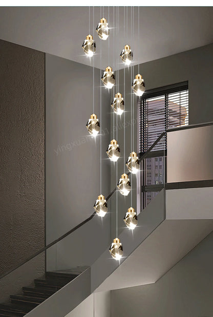 Suspensions multiples pour escalier en goutte de verre