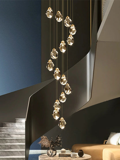 Suspensions multiples pour escalier en goutte de verre