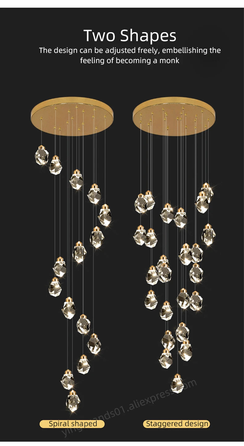 Suspensions multiples pour escalier en goutte de verre