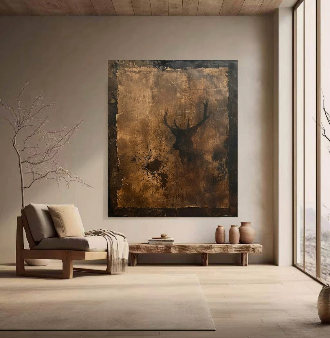 Tableau Décoratif Animalier - Silhouette Élégante de Cerf