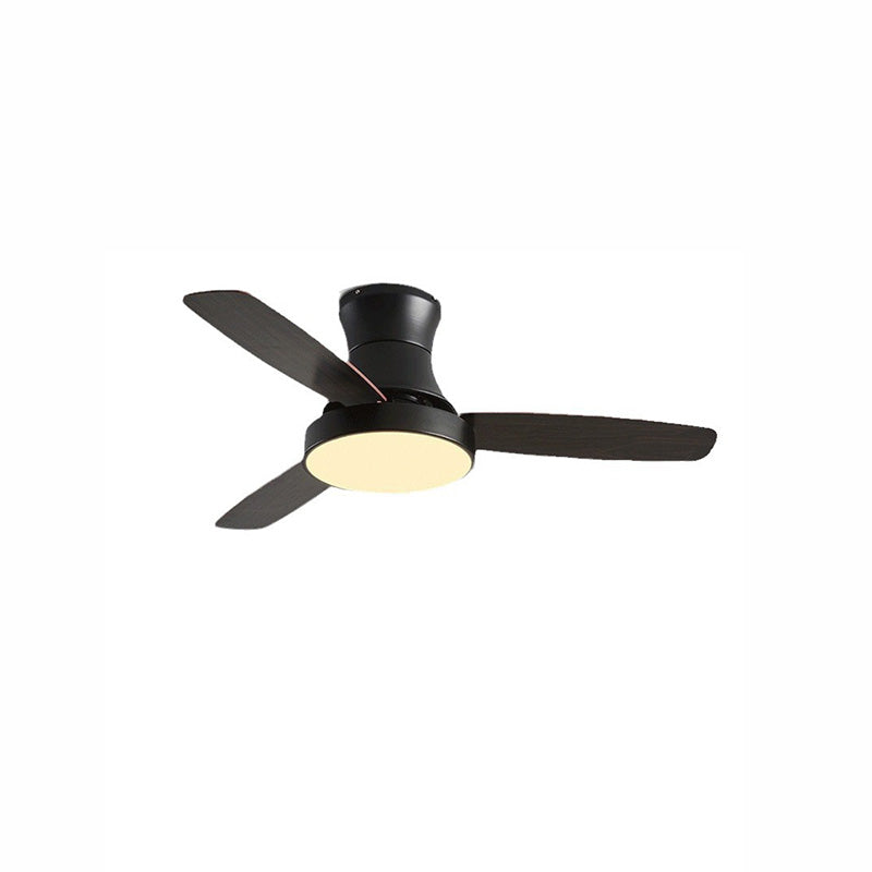 Ventilateur Luno – Plafonnier noir à profil bas avec pales en bois