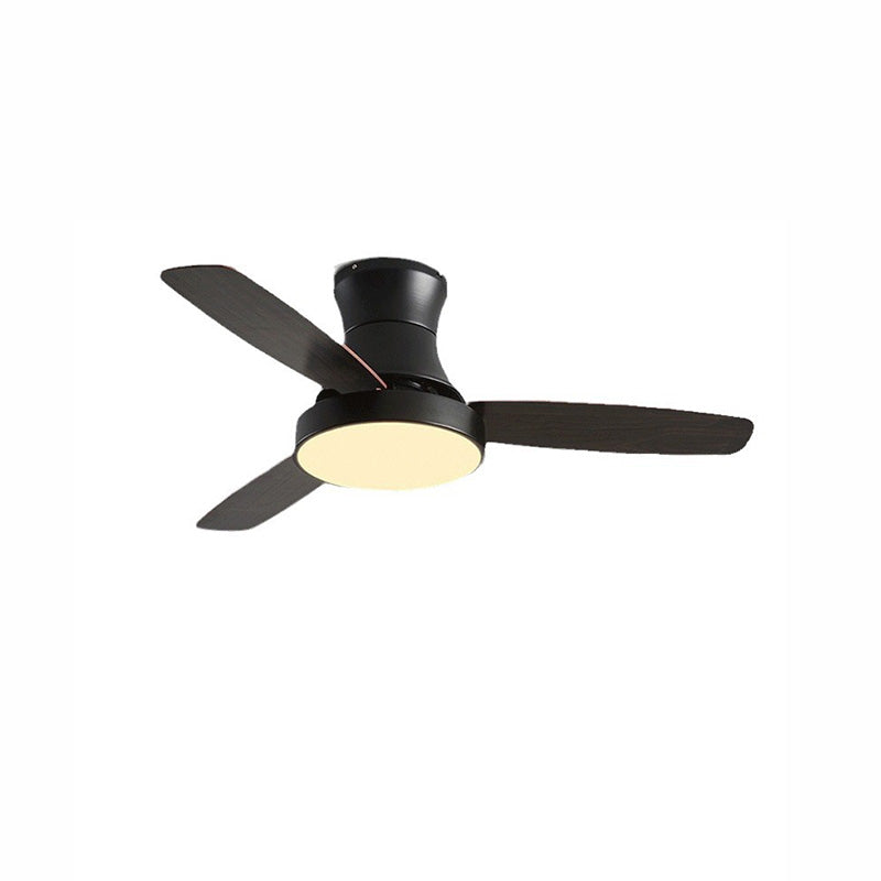 Ventilateur Luno – Plafonnier noir à profil bas avec pales en bois