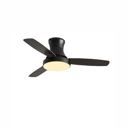 Ventilateur Luno – Plafonnier noir à profil bas avec pales en bois