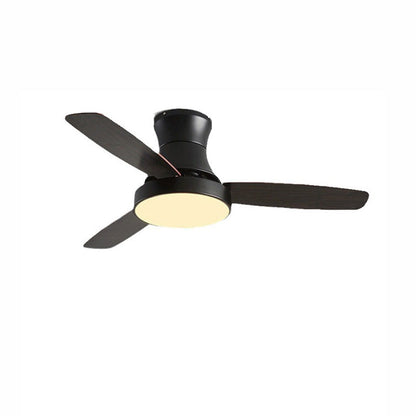 Ventilateur Luno – Plafonnier noir à profil bas avec pales en bois