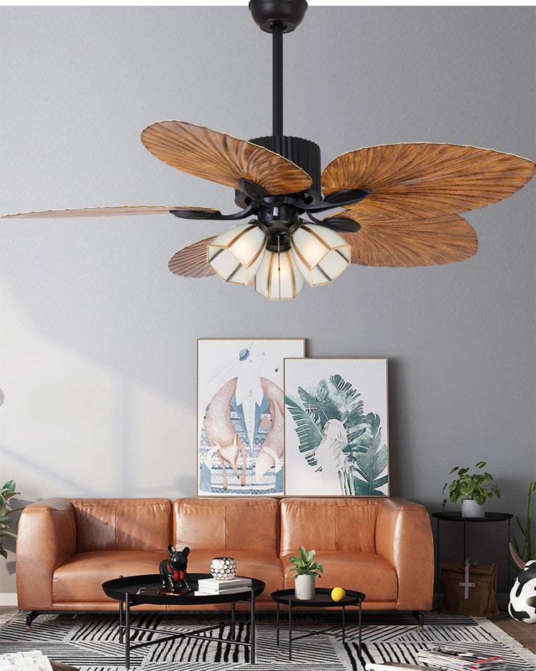 Ventilateur Plafonnier Palmier Doré