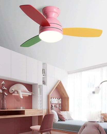 Ventilateur de Plafond LED Style Scandinave – Rose ou Blanc