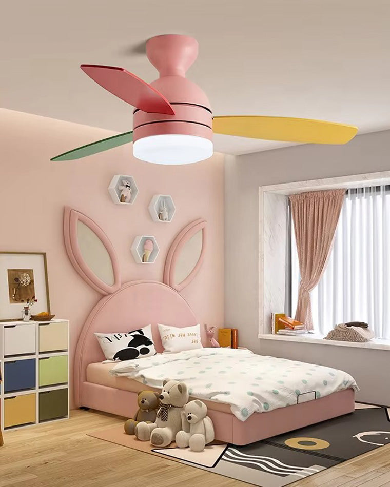 Ventilateur de Plafond LED Style Scandinave – Rose ou Blanc