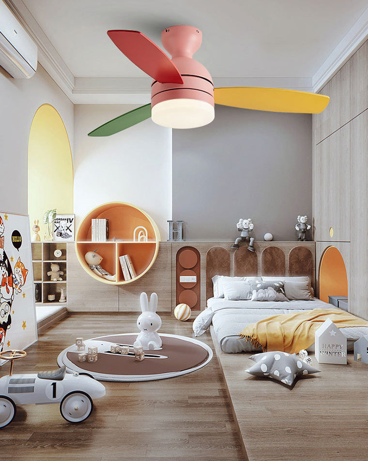 Ventilateur de Plafond LED Style Scandinave – Rose ou Blanc