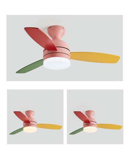 Ventilateur de Plafond LED Style Scandinave – Rose ou Blanc