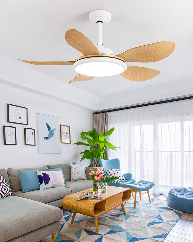 Ventilateur de Plafond Moderne Blanc à LED