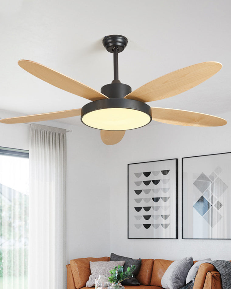 Ventilateur de Plafond Moderne à 5 Pales – LED Intégrée