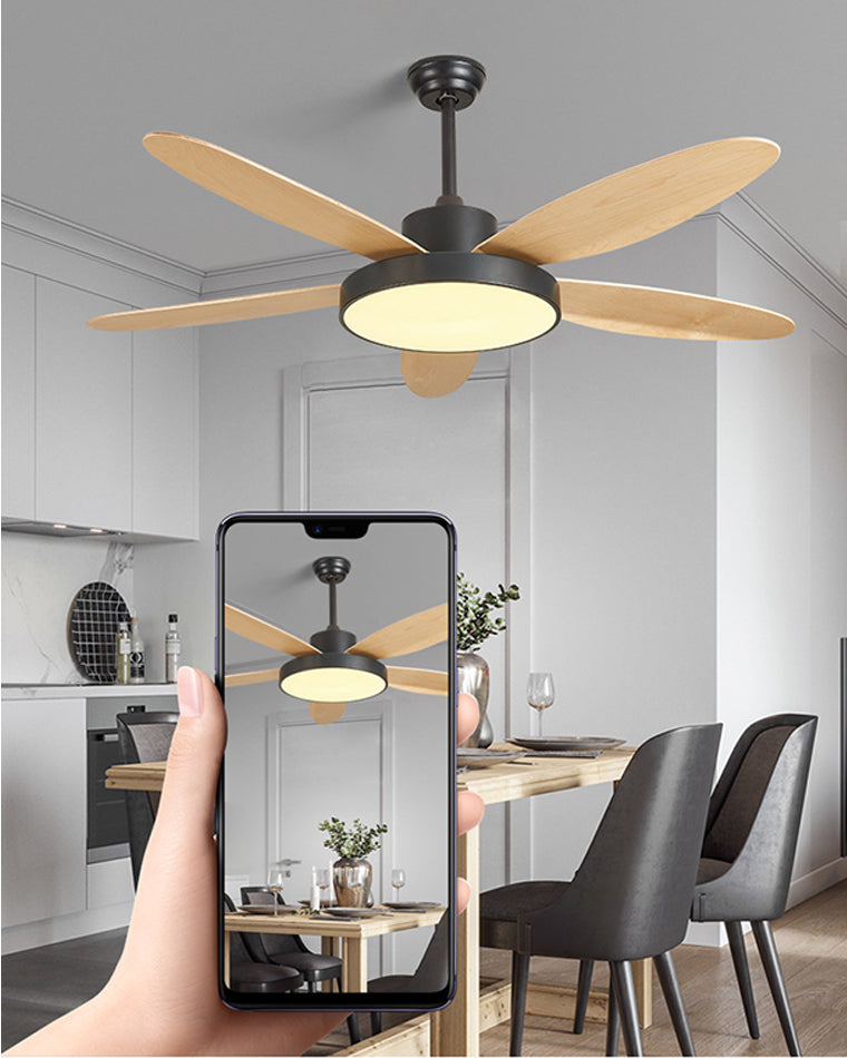 Ventilateur de Plafond Moderne à 5 Pales – LED Intégrée