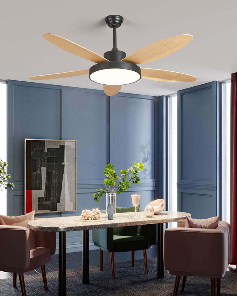 Ventilateur de Plafond Moderne à 5 Pales – LED Intégrée