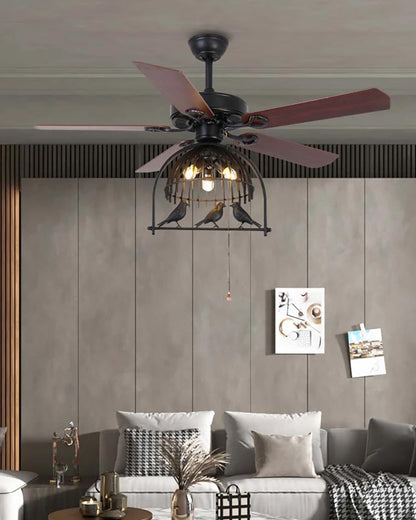 Ventilateur de Plafond Style Vintage avec Cage Déco-RetroCage™
