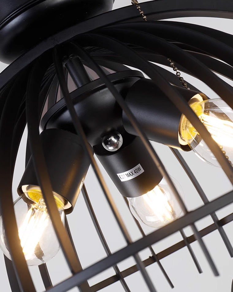 Ventilateur de Plafond Style Vintage avec Cage Déco-RetroCage™