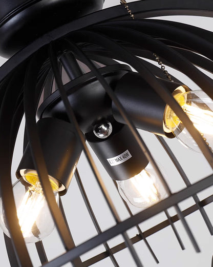 Ventilateur de Plafond Style Vintage avec Cage Déco-RetroCage™