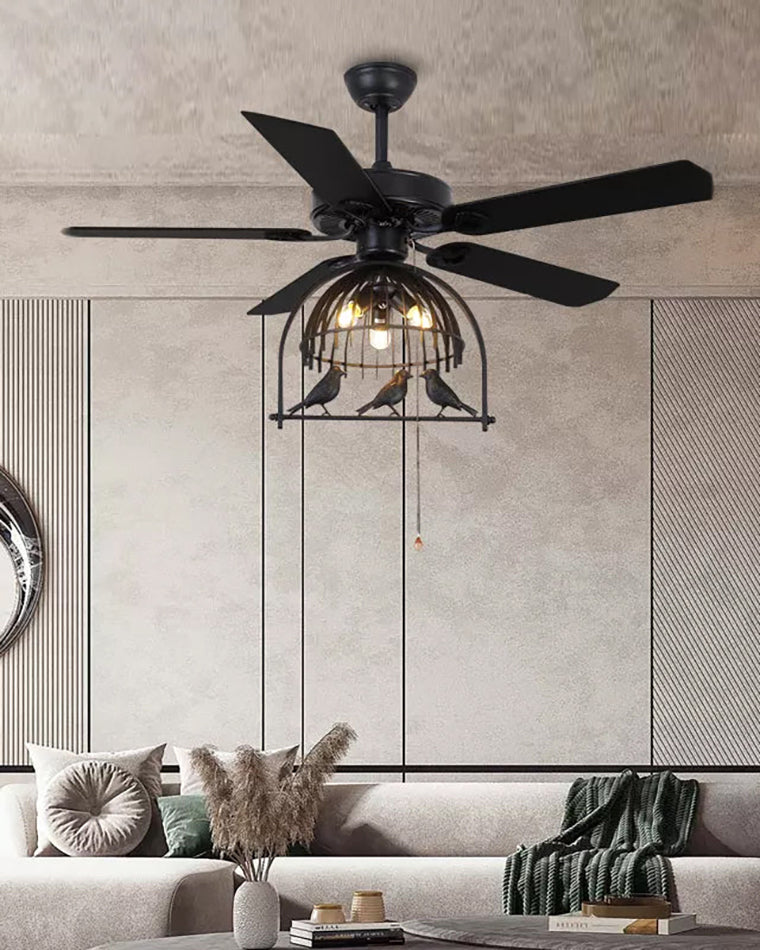 Ventilateur de Plafond Style Vintage avec Cage Déco-RetroCage™