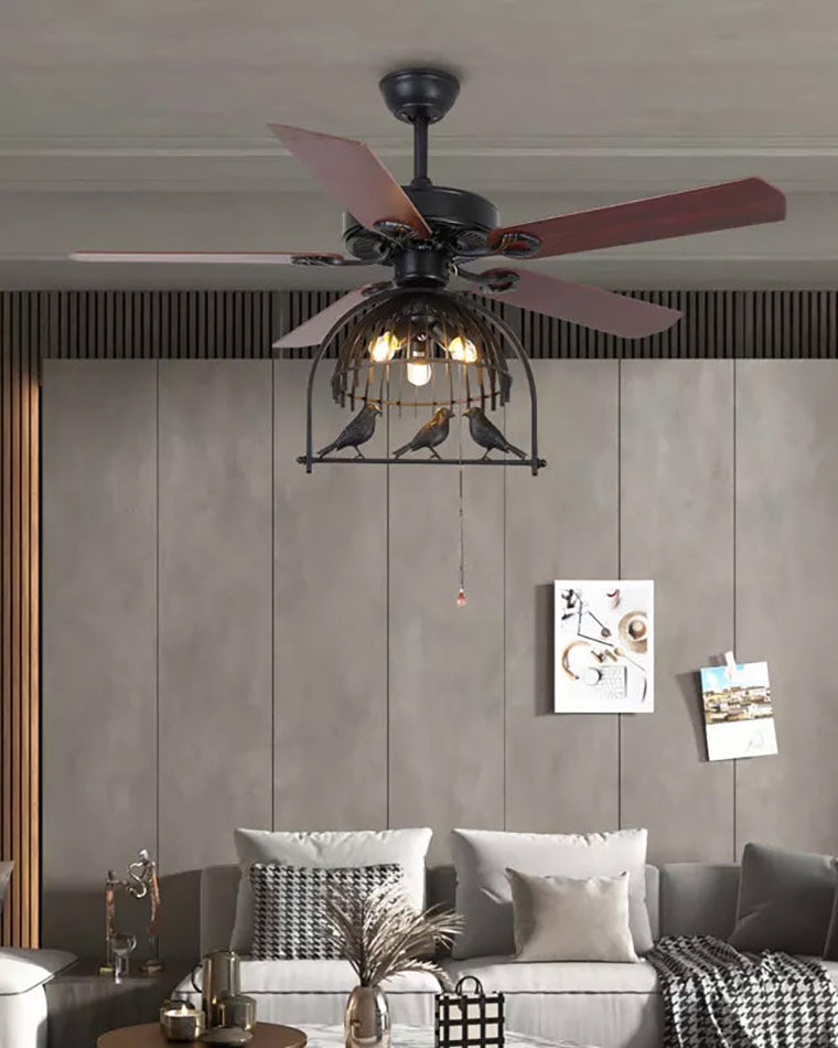 Ventilateur de Plafond Style Vintage avec Cage Déco-RetroCage™