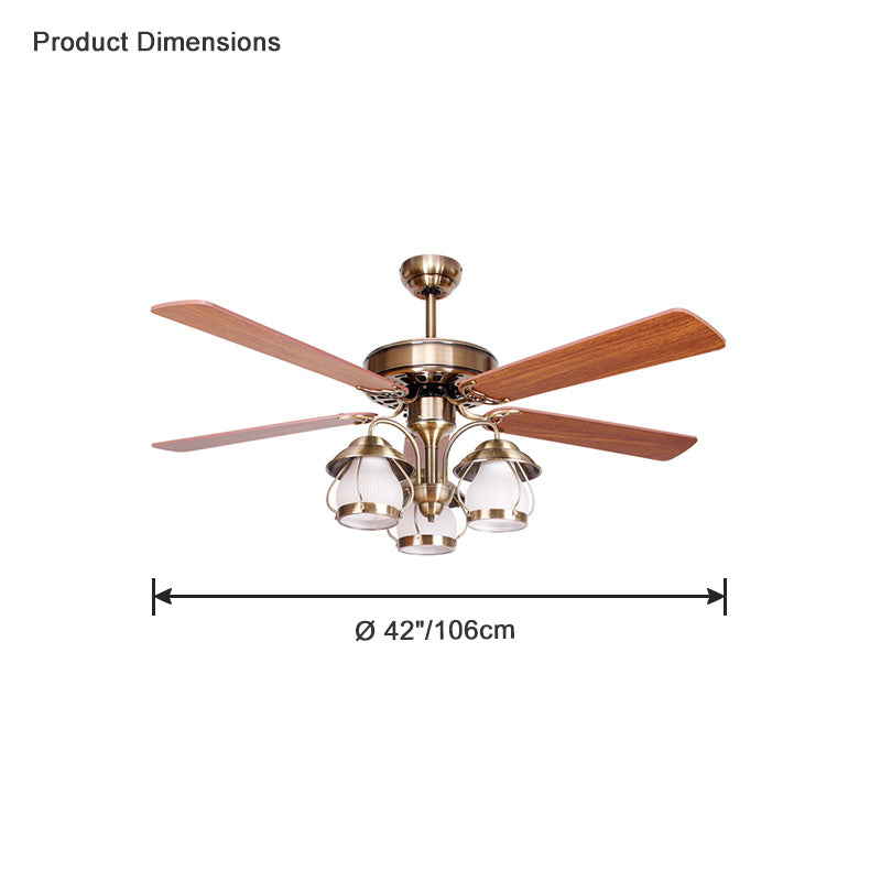 Ventilateur de Plafond Vintage avec Lustre LED