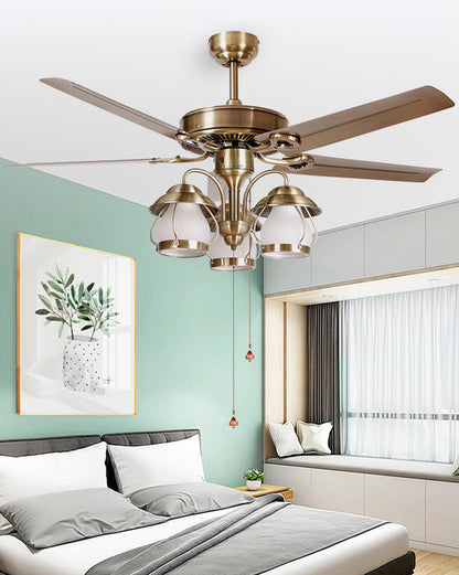 Ventilateur de Plafond Vintage avec Lustre LED
