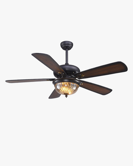 Ventilateur Plafonnier Noyer Héritage – Lampe Ventilateur Vintage en Bois